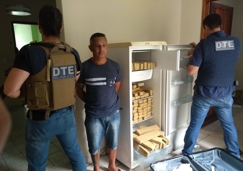 Conquista: Suspeito de tráfico de drogas é preso com 100 kg de maconha dentro de geladeira
