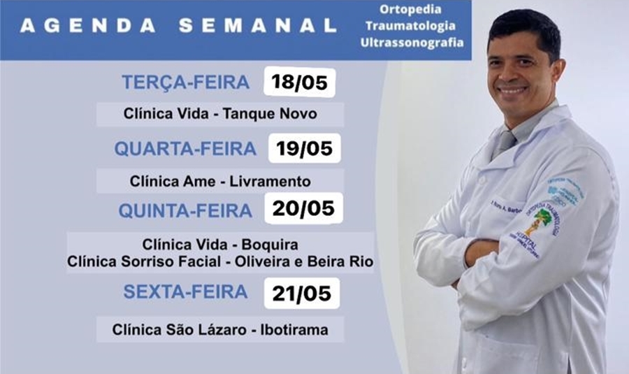 Confira agenda semanal do Doutor Ricardo Barbosa