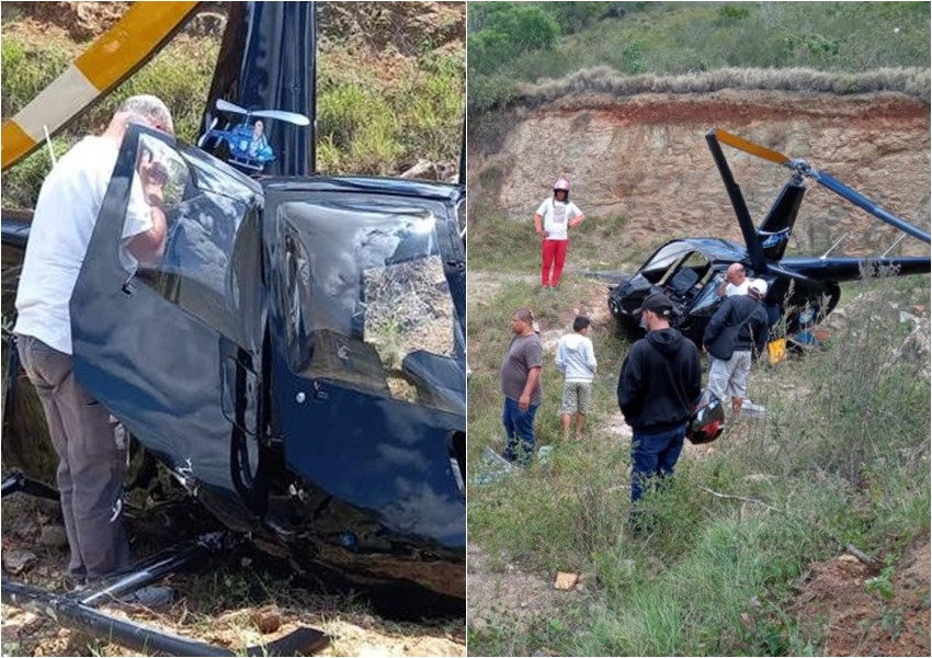 Helicóptero que transportava candidatos João Bacelar e Marcinho Oliveira cai na Bahia; veja o vídeo