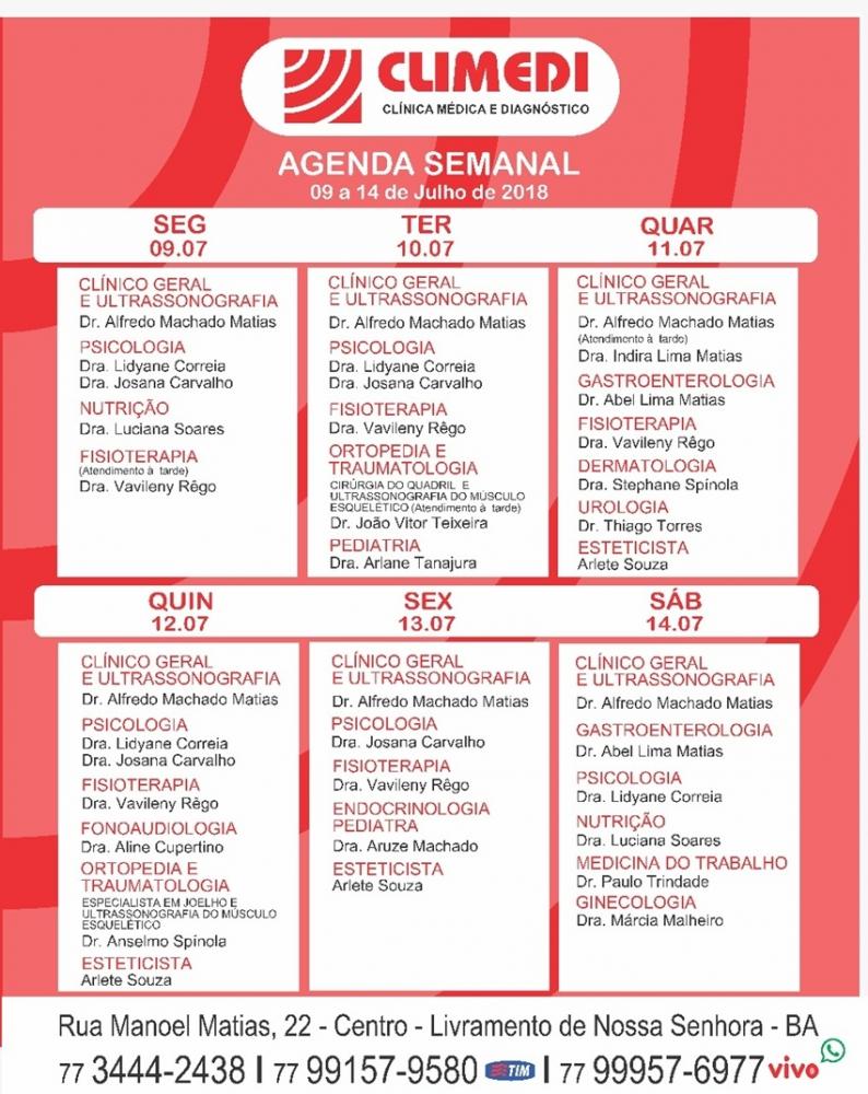 Confira agenda da Climedi desta semana