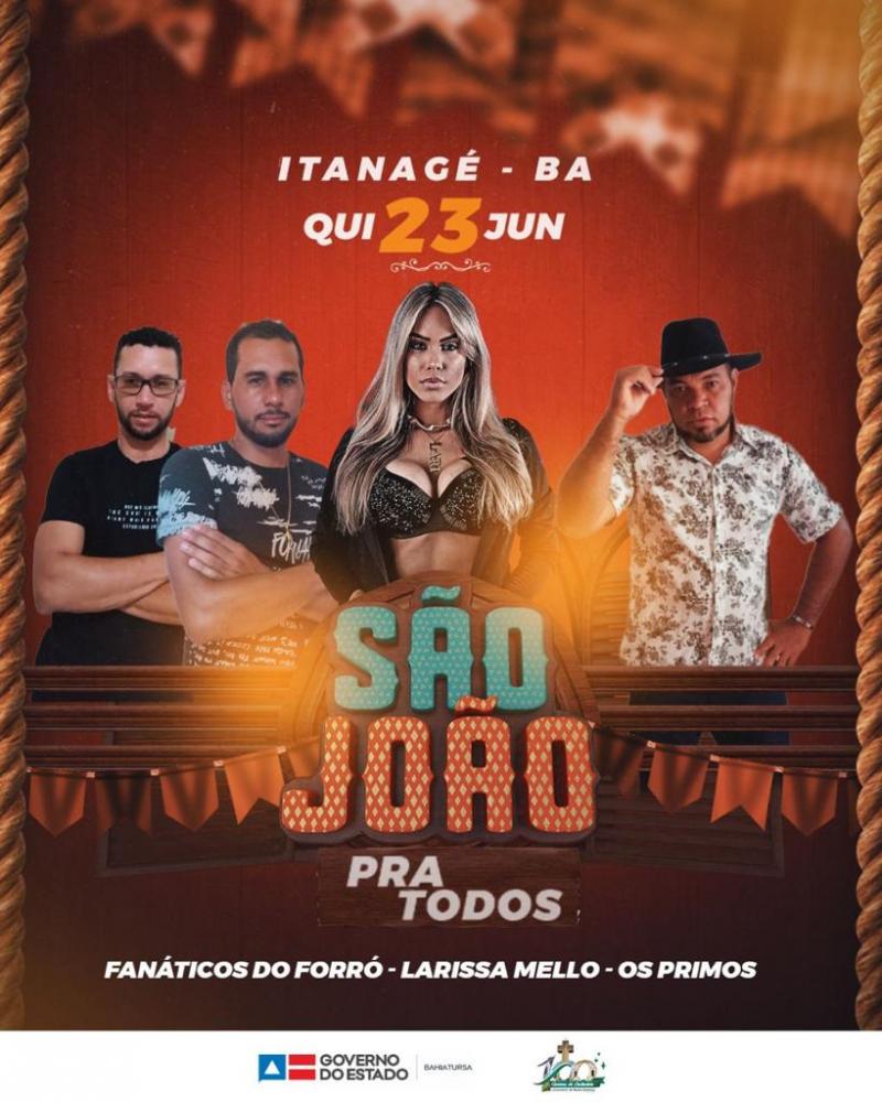 Noite de São João (23) terá Larissa Mello no Distrito de Itanagé-Livramento de Nossa Senhora