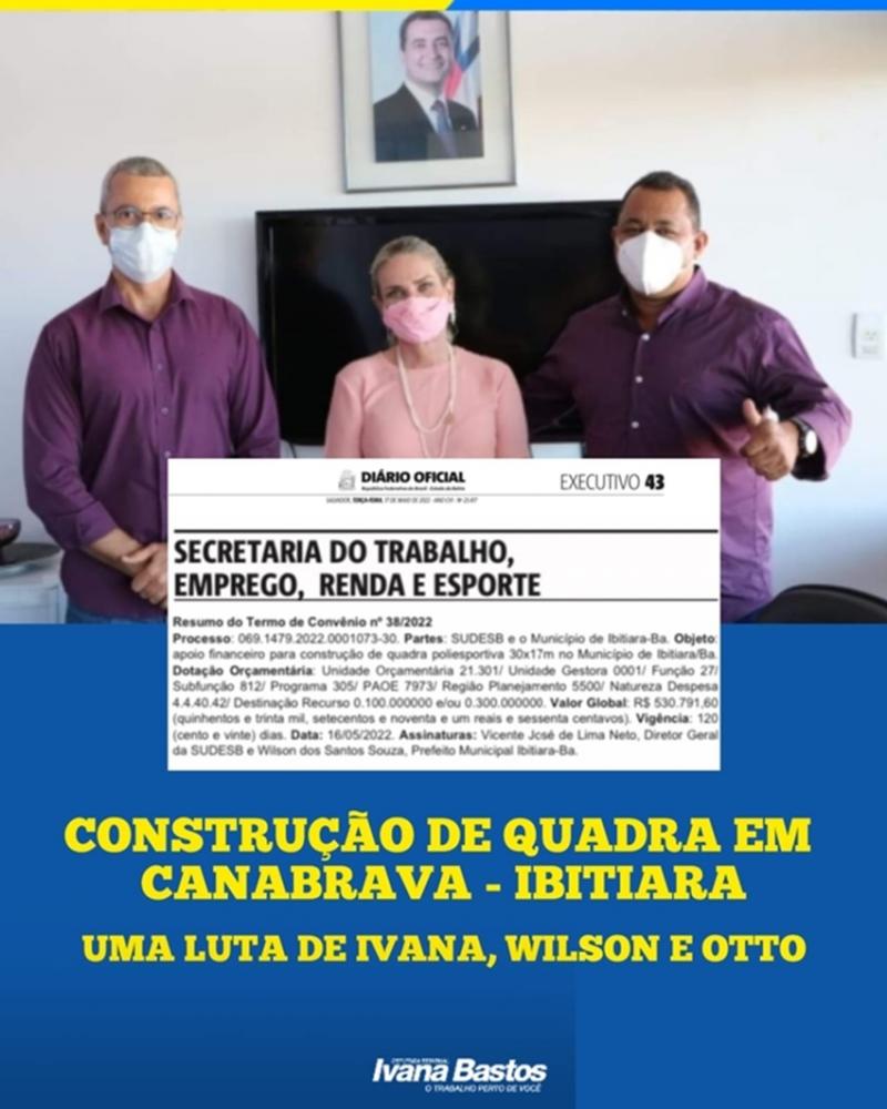 Após luta de Ivana e Wilson, Ibitiara terá nova quadra poliesportiva
