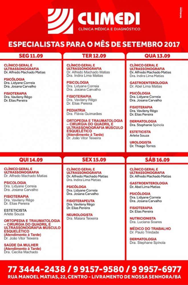 Confira agenda da Climedi desta semana