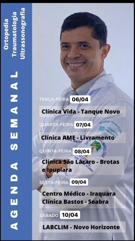 Confira agenda semanal do Doutor Ricardo Barbosa