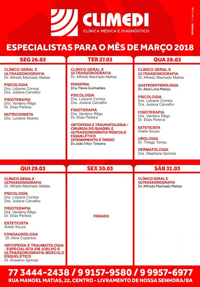 Confira agenda da CLIMEDI desta semana
