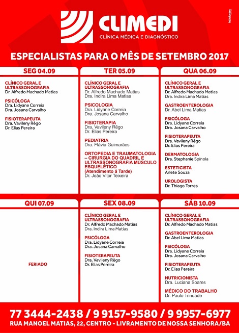 Confira agenda da CLIMEDI desta semana