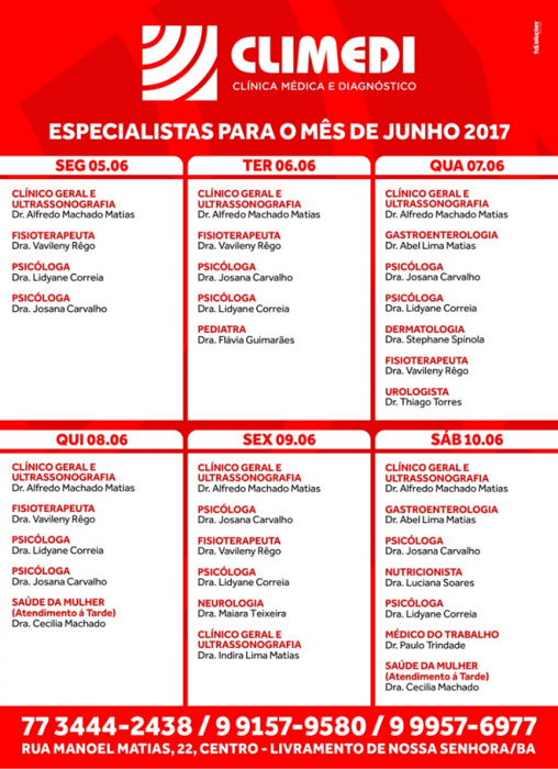 Confira agenda da Climedi desta semana