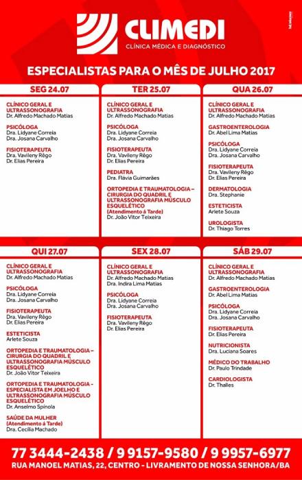 Confira agenda da CLIMEDI desta semana