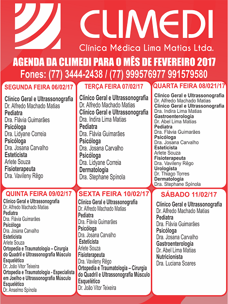 Confira Agenda da Climedi desta semana