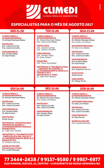 Confira agenda da Climedi desta semana