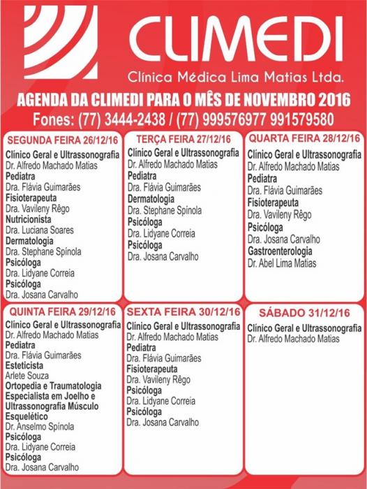 Confira agenda da Climedi desta semana