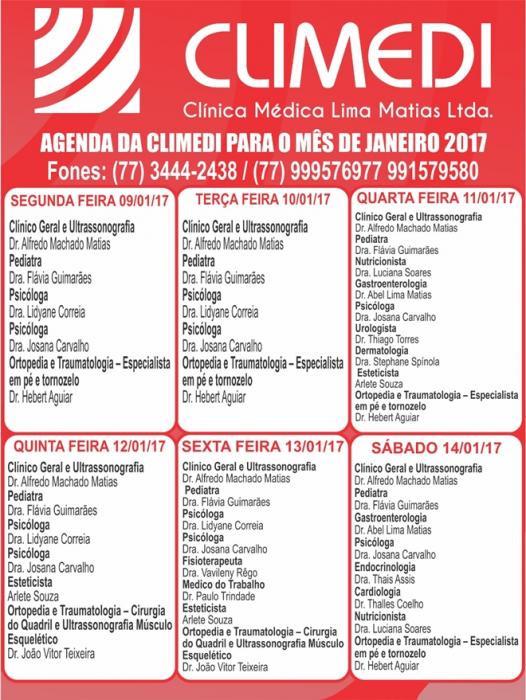 CONFIRA A AGENDA DA CLIMEDI DESTA SEMANA