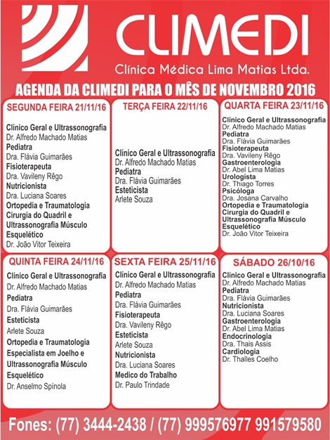 Confira a agenda da Climedi desta semana