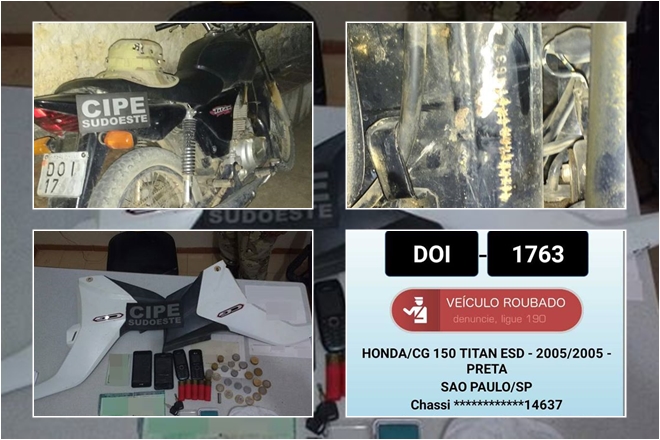 Condeúba: Caesg prende elemento com motocicleta roubada, drogas e peças de motos roubadas