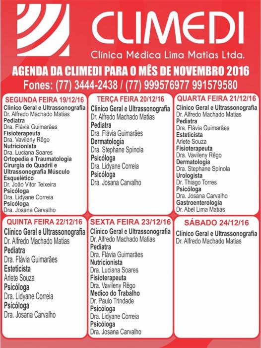 Confira agenda da Climedi desta semana