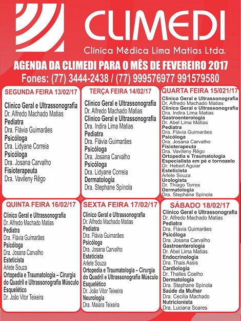 confira agenda da Climedi desta semana