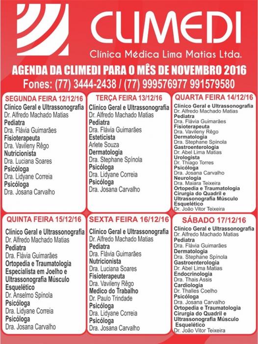 Confira agenda da Climedi desta semana