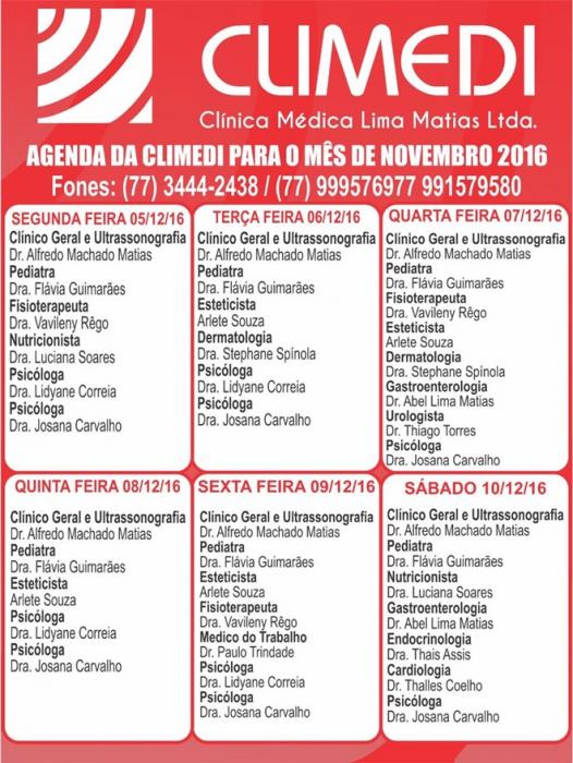 Confira agenda da Climedi desta semana