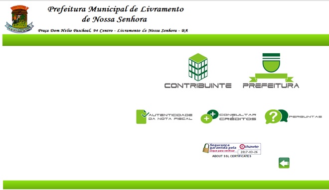 Município de Livramento adere o sistema de Nota Fiscal de Serviço Eletrônica