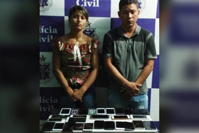 Casal que veio do Maranhão só para roubar em festa da Bahia é preso com 29 celulares