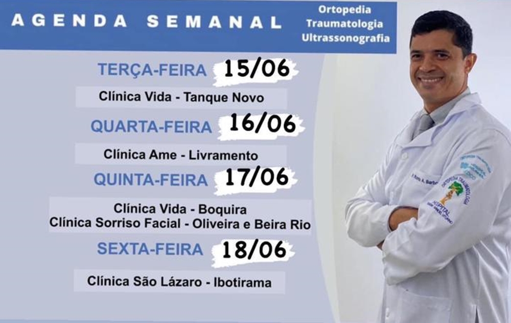 Confira agenda semanal do Doutor Ricardo Barbosa