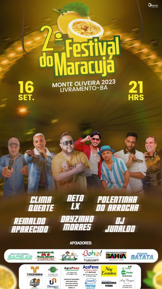 Segundo Festival do Maracujá agita Monte Oliveira neste sábado (16)