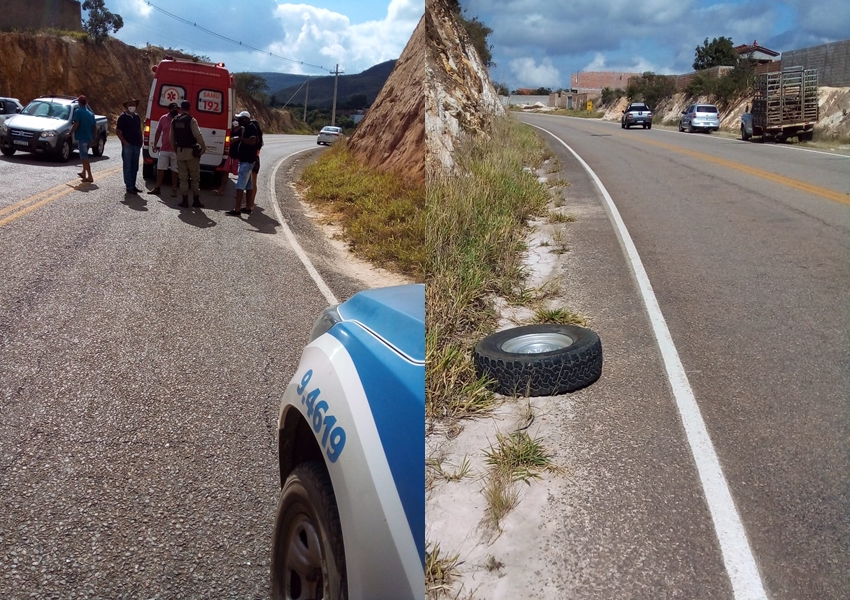 Roda de carro se solta e atinge motocicleta em Rio de Contas