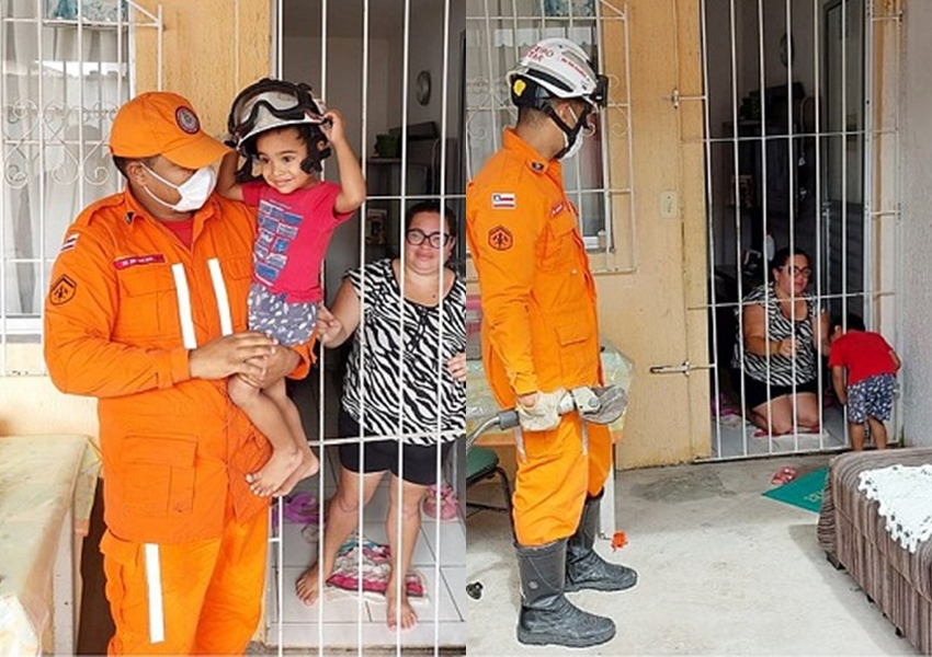 Teixeira de Freitas: Criança de três anos fica com a cabeça presa em grade e é socorrida por bombeiros