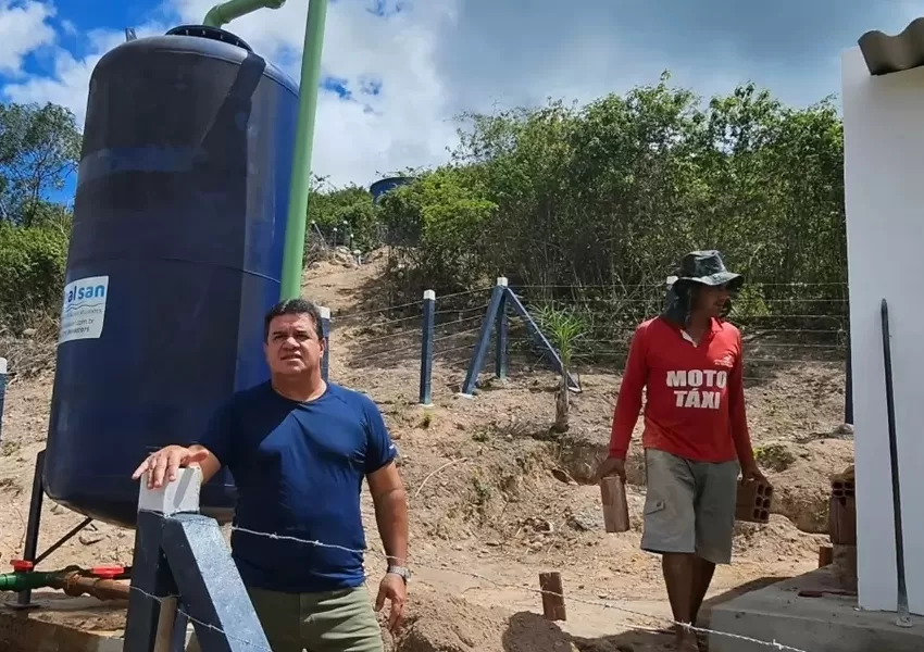 Deputado Marquinho Viana e Wilson do Café visitam obra de ampliação de estação de tratamento de água em Barra da Estiva