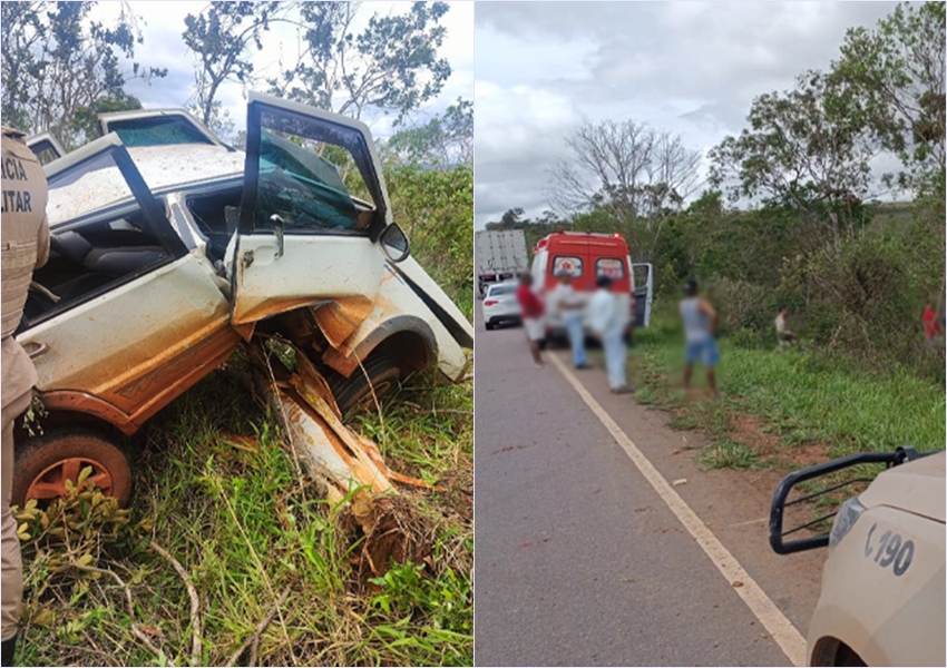 Grave acidente na BA-142 deixa motorista preso às ferragens