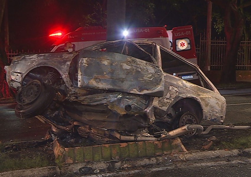 Avô e neta morrem carbonizados após motorista embriagado atingir carro da família em BH