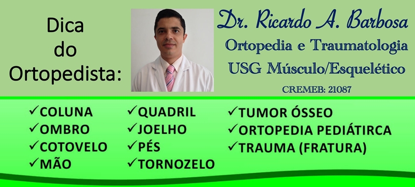 Confira agenda da semana de Dr. Ricardo Barbosa Ortopedista especializado em dor