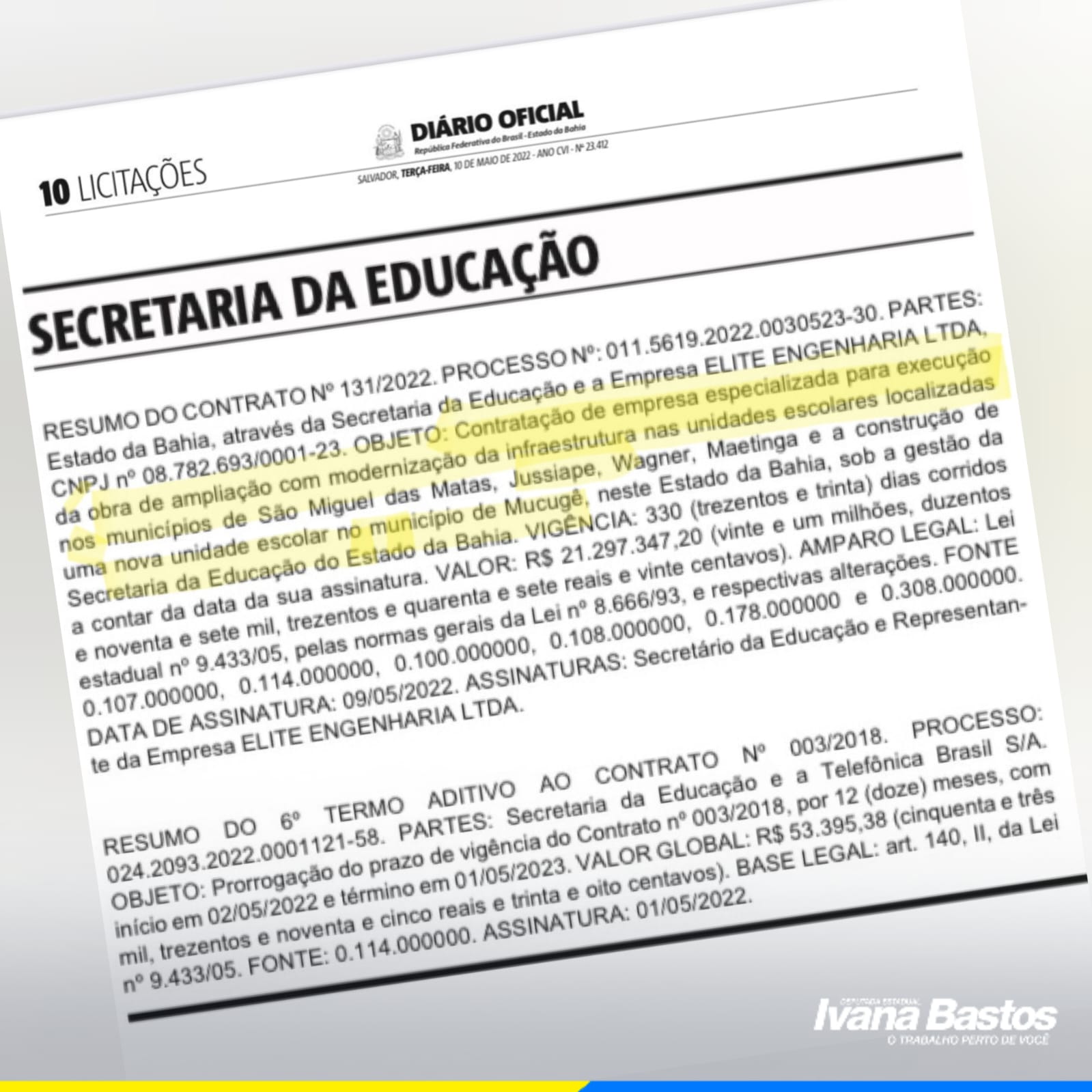 Ivana Bastos leva mais Investimentos para a educação de Jussiape e Mucugê 