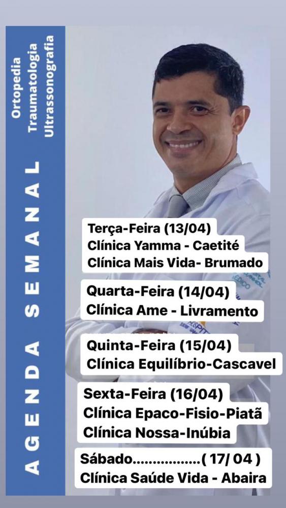 Confira agenda semanal do Doutor Ricardo Barbosa