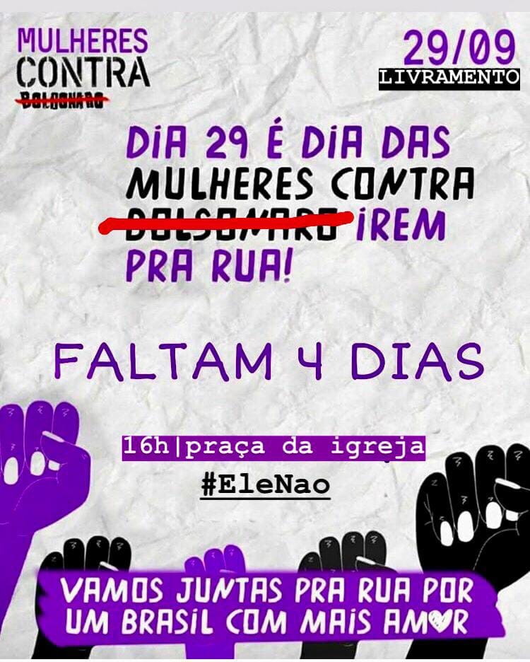 Grupo de livramentenses organizam ato anti-Bolsonaro; caminhada acontecerá no sábado dia 29