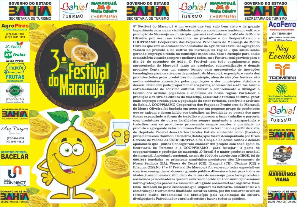 3° FESTIVAL DO MARACUJÁ EM MONTE OLIVEIRA