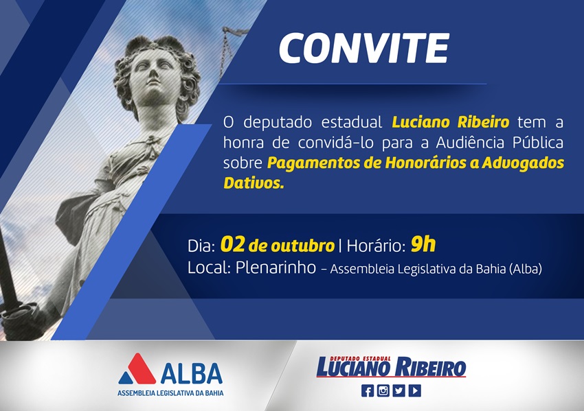 Convite: Audiência Pública discute Pagamento de Honorários a Advogados Dativos