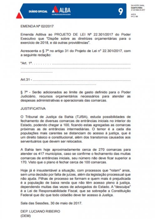 Luciano Ribeiro: Mais recurso ao judiciário da Bahia