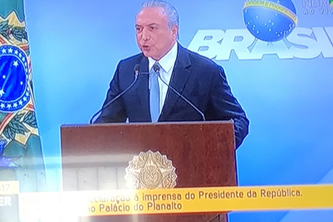 Em pronunciamento Michel Temer diz 